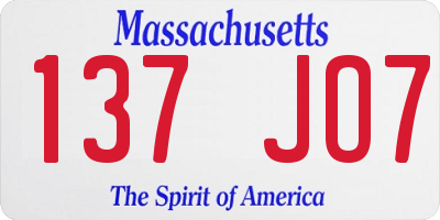 MA license plate 137JO7