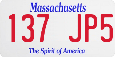 MA license plate 137JP5
