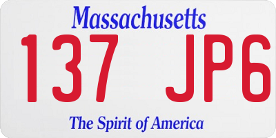 MA license plate 137JP6