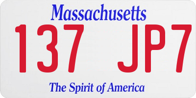 MA license plate 137JP7