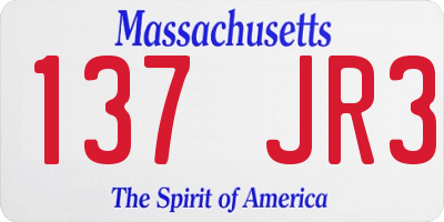MA license plate 137JR3
