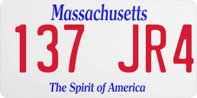 MA license plate 137JR4