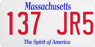 MA license plate 137JR5