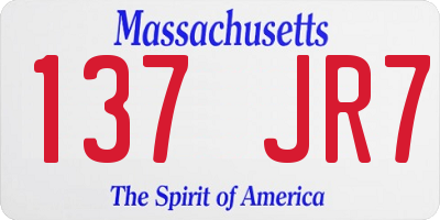 MA license plate 137JR7