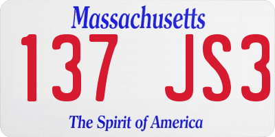 MA license plate 137JS3