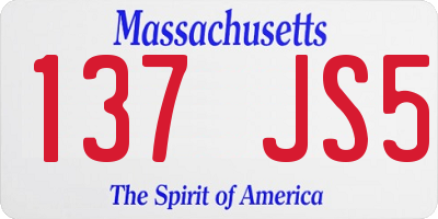 MA license plate 137JS5