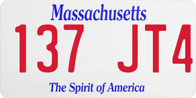 MA license plate 137JT4