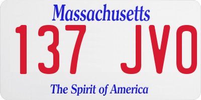 MA license plate 137JV0