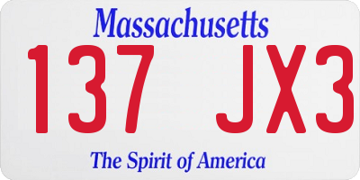 MA license plate 137JX3