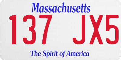 MA license plate 137JX5