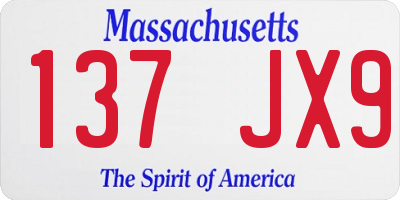 MA license plate 137JX9