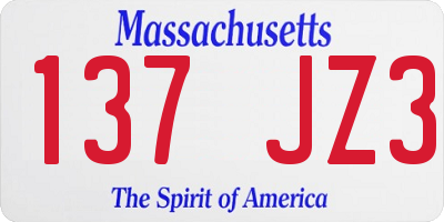 MA license plate 137JZ3