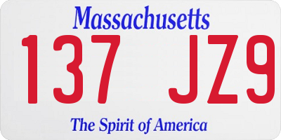 MA license plate 137JZ9