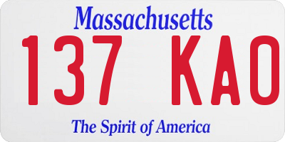 MA license plate 137KA0