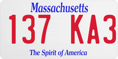 MA license plate 137KA3