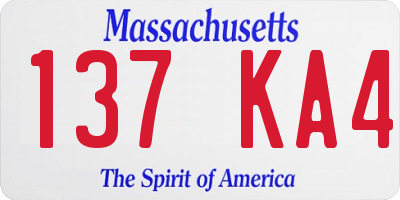 MA license plate 137KA4