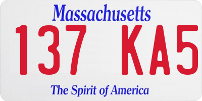 MA license plate 137KA5