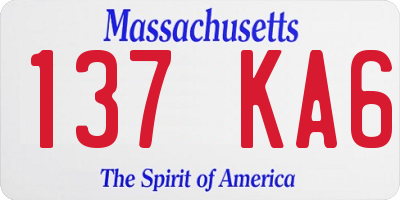 MA license plate 137KA6
