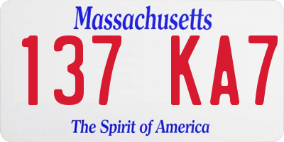 MA license plate 137KA7