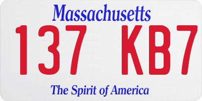 MA license plate 137KB7