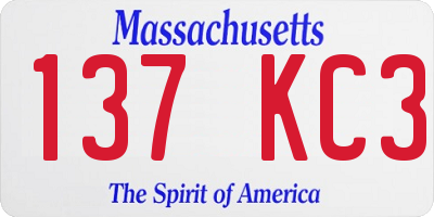 MA license plate 137KC3