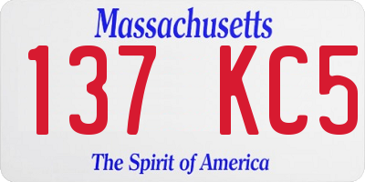 MA license plate 137KC5