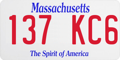 MA license plate 137KC6