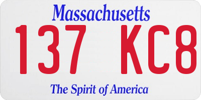 MA license plate 137KC8