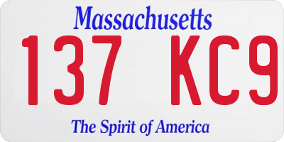 MA license plate 137KC9