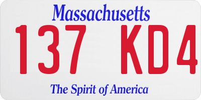 MA license plate 137KD4