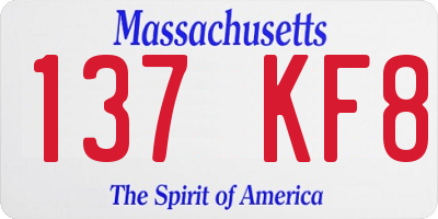 MA license plate 137KF8