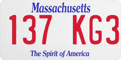 MA license plate 137KG3