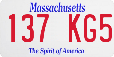 MA license plate 137KG5