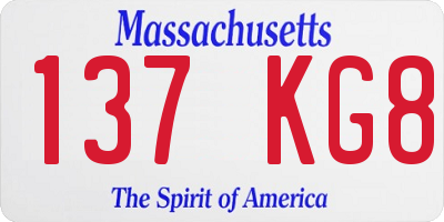 MA license plate 137KG8