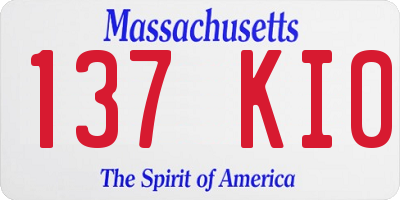 MA license plate 137KI0