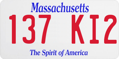 MA license plate 137KI2