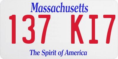 MA license plate 137KI7