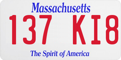 MA license plate 137KI8