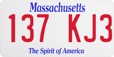 MA license plate 137KJ3