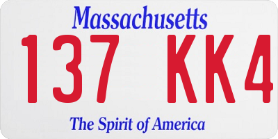MA license plate 137KK4