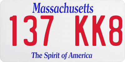MA license plate 137KK8