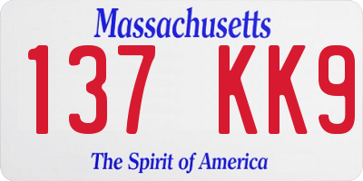 MA license plate 137KK9