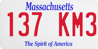 MA license plate 137KM3