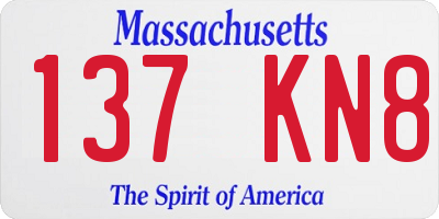 MA license plate 137KN8