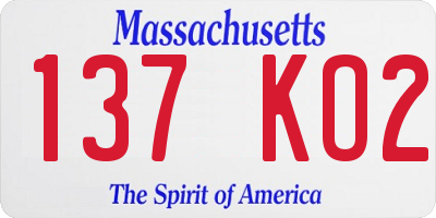 MA license plate 137KO2