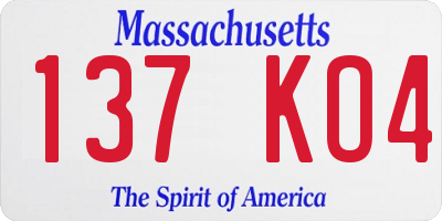 MA license plate 137KO4