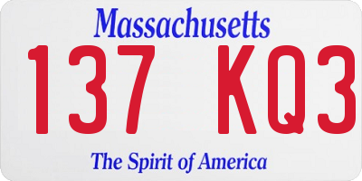 MA license plate 137KQ3