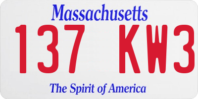 MA license plate 137KW3