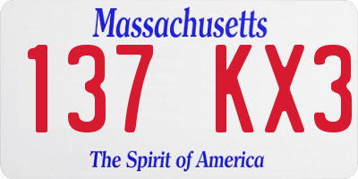 MA license plate 137KX3