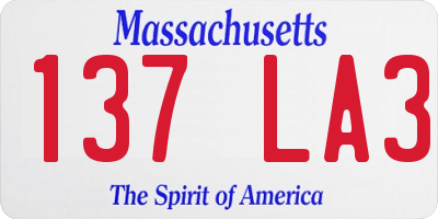 MA license plate 137LA3